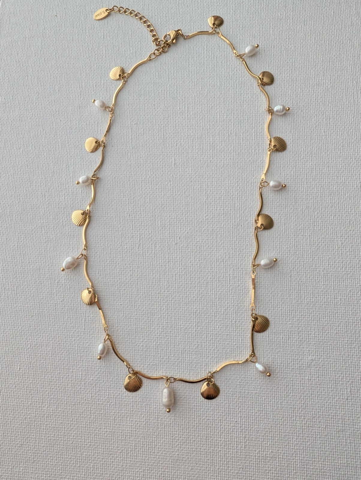 18k Gold Plated stainless Steel Baroque Pearls Shell Charm Necklace