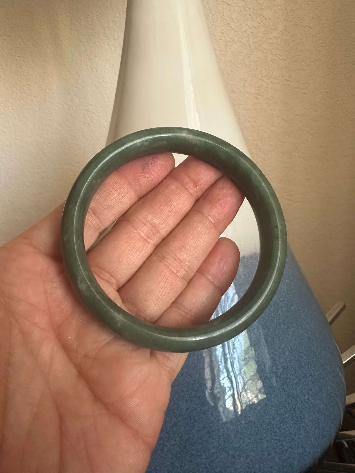 Gorgeous Dark Green Real Jade Bracelet Bangle Taiwan Wealth Good Fortune Luck RX