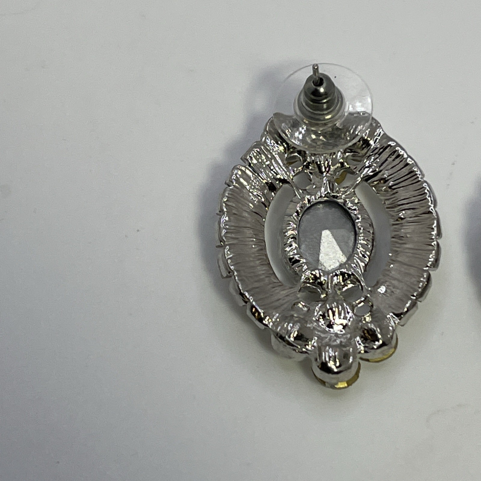 Large Vintage Crystal Rhinestone Post Earrings Special Occasion Prom Formal 1”