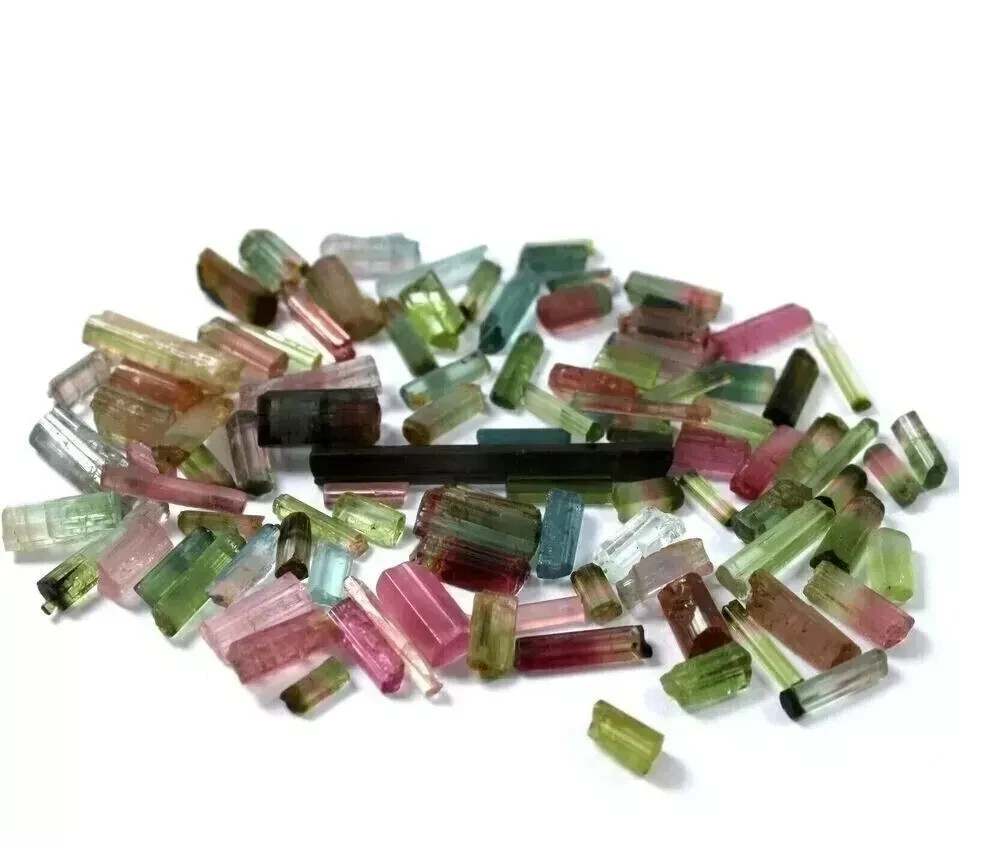 Natural 250 Ct+ Bi-Color/Multicolor Tourmaline Pencil Rough Lot Loose Gemstone