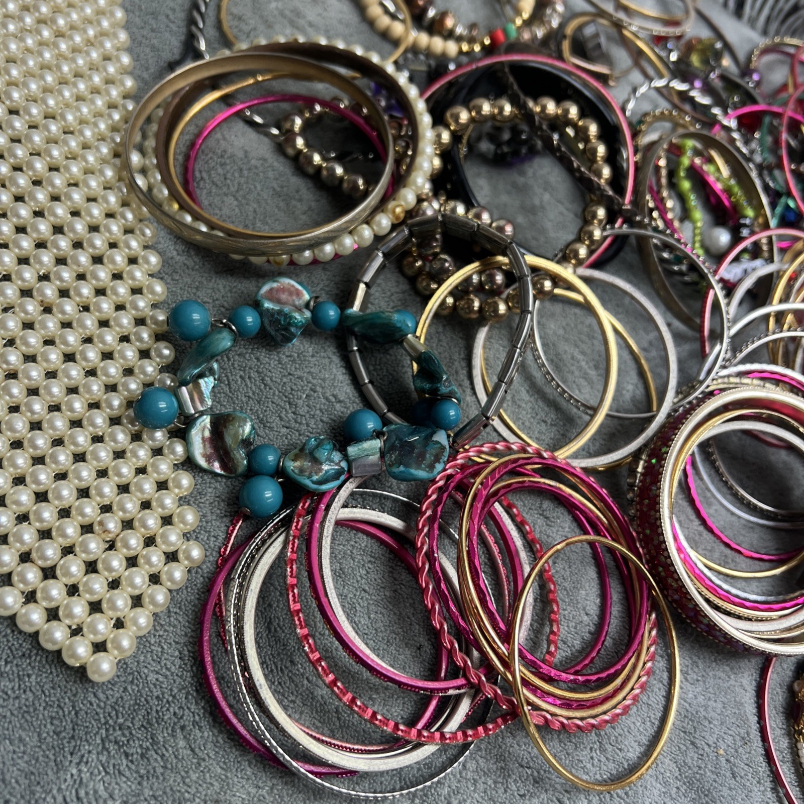 Mixed Lot Bangle Wrap Cuff Stone Bead Bracelets Multicolor Wearable