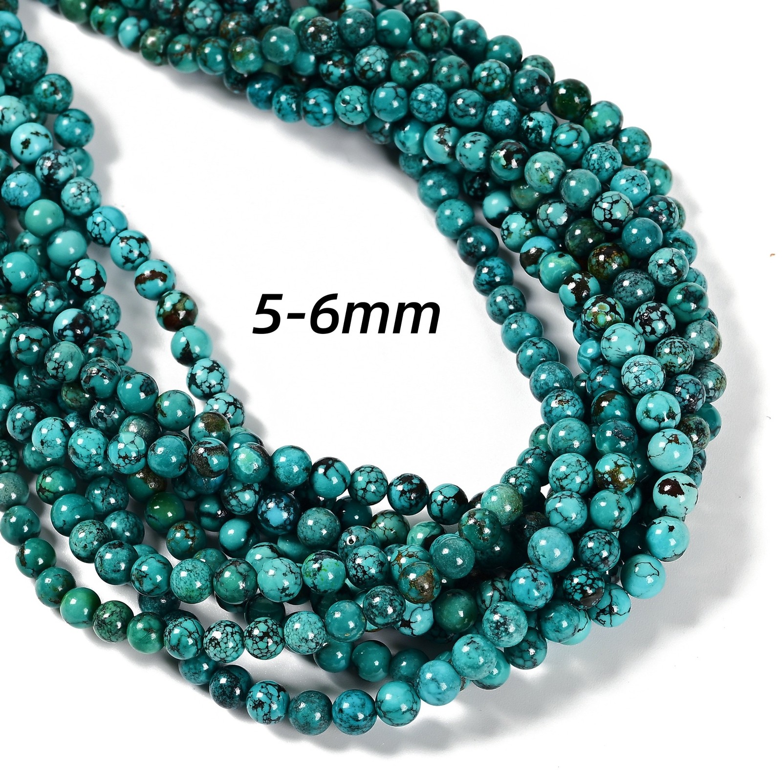 Grade A Natural Blue Turquoise Smooth Round Beads 4-5mm 6-7mm 8mm 15.5” Strand