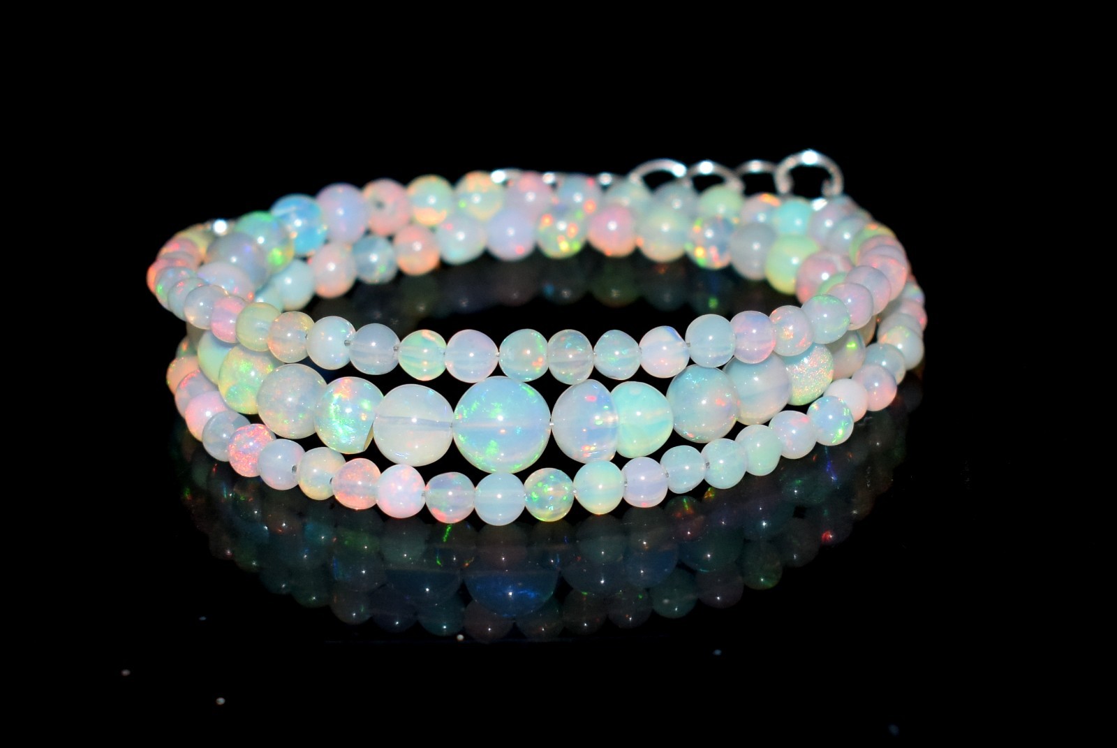 Natural Ethiopian Opal Welo Fire Opal Gemstone Beads 16”Necklace Jewelry A0766