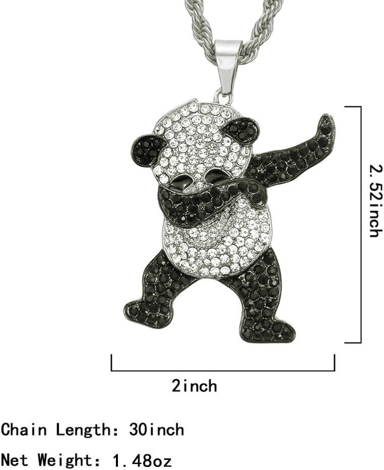 Unisex Iced Out Diamond Panda Pendant Necklace – Hip Hop Style