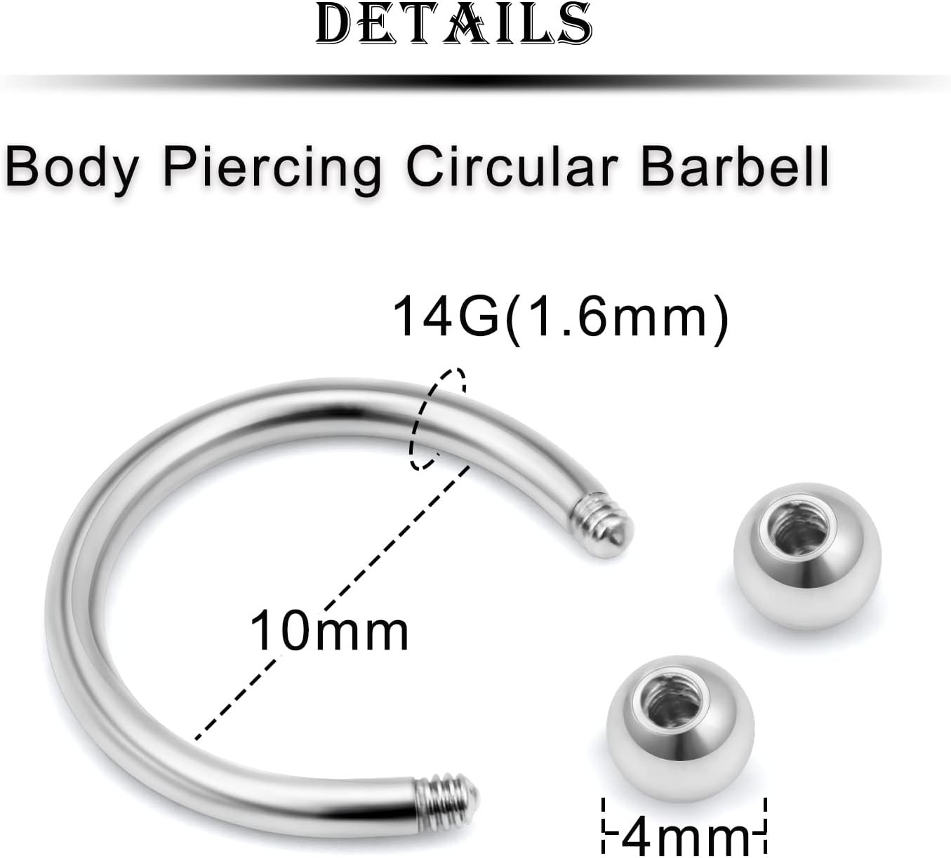 14G Septum Nose Rings Eyebrow lip Rings Lobe Earrings Hoop 316L Surgical Stee…