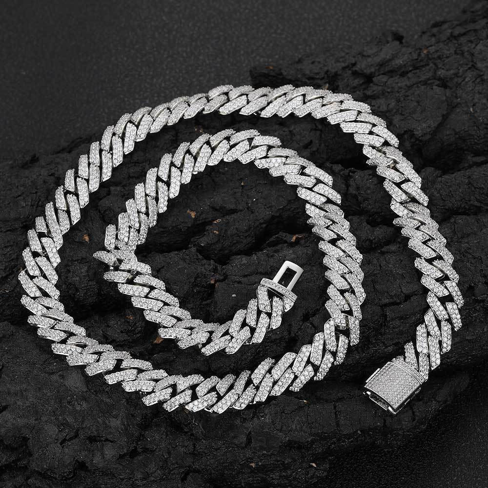 Gold Plated Stainless Steel 10MM Iced Out Miami Cuban Link Chain Bracelet White