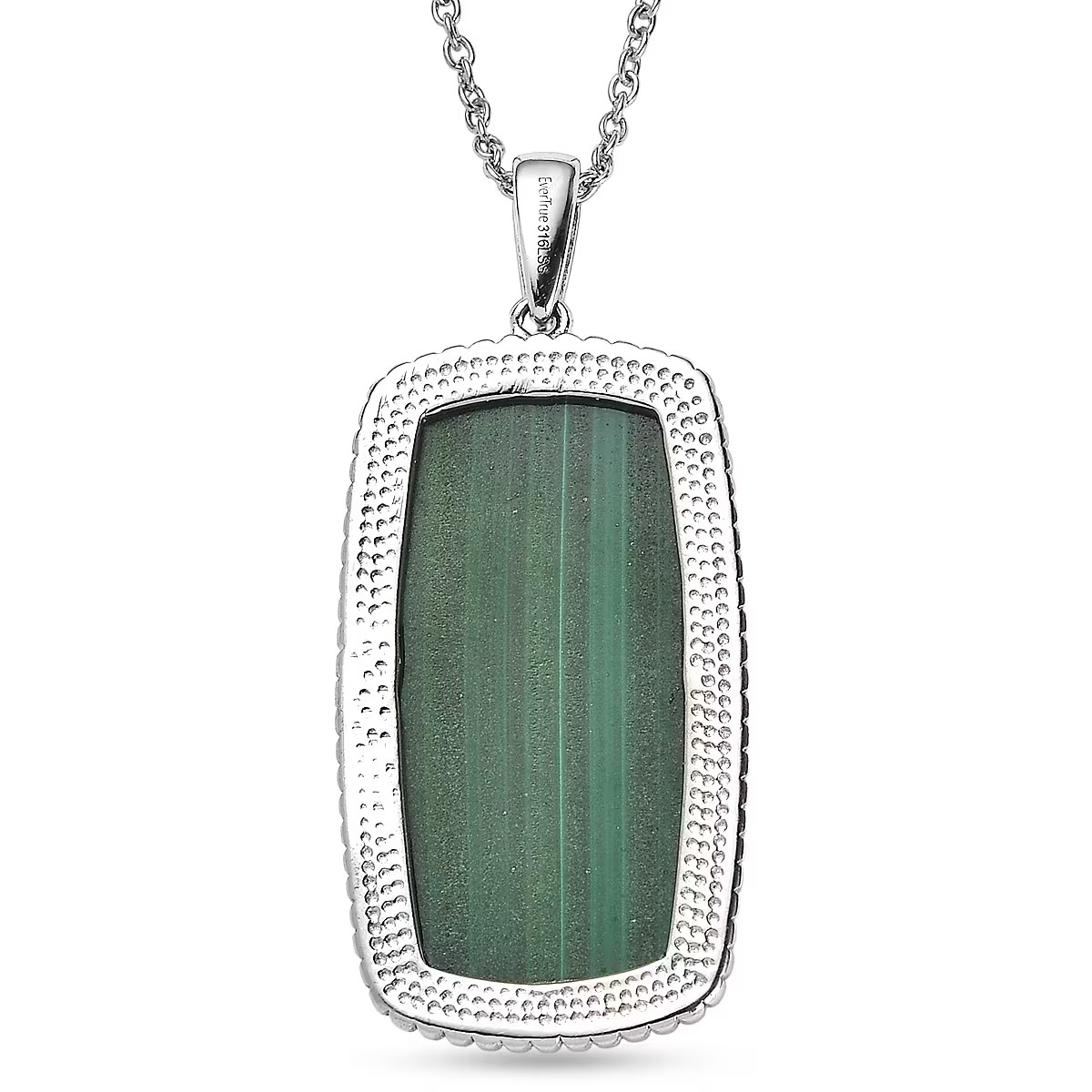 EverTrue Pendant Necklace 20″ African Malachite in 316L Stainless Steel NEW