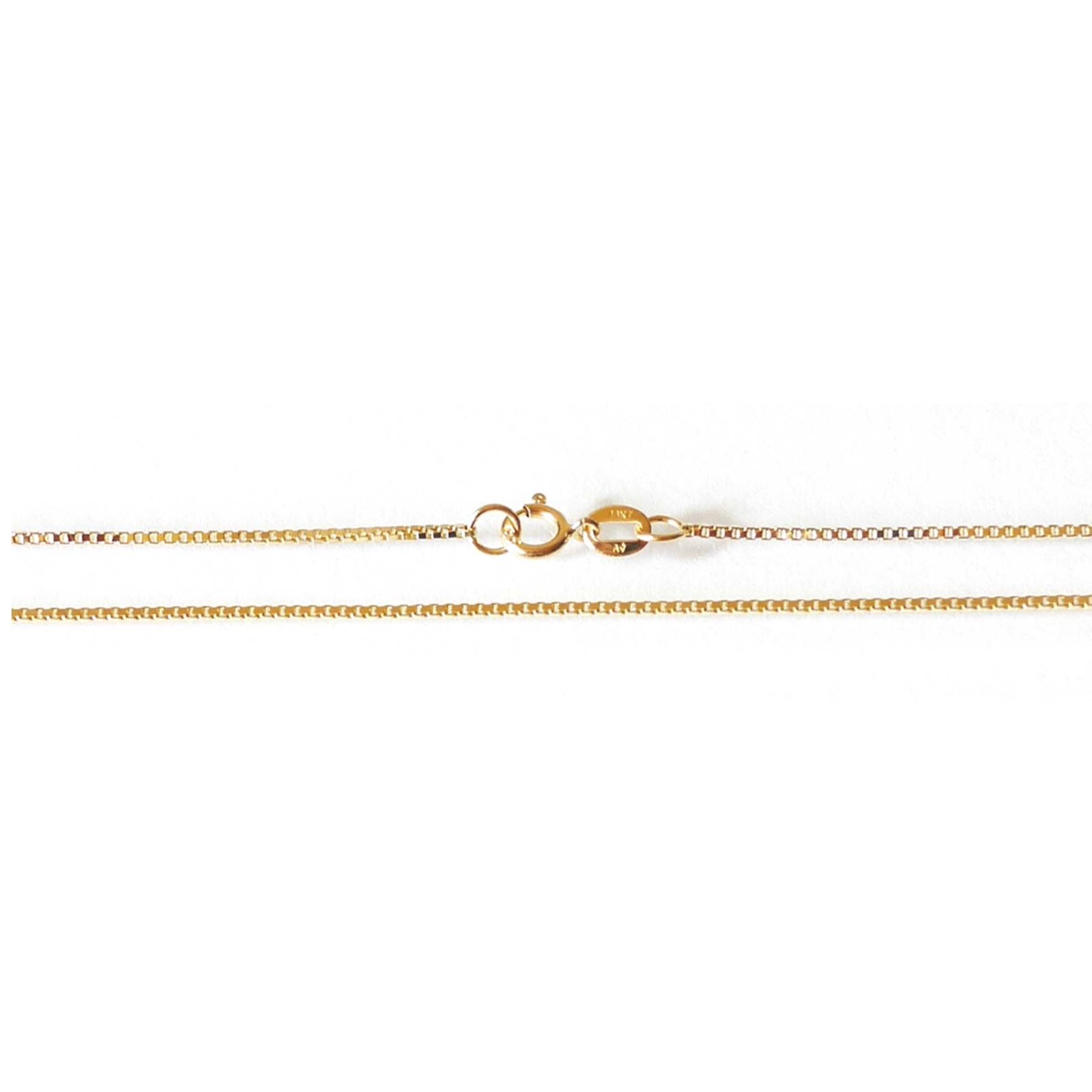 14K Solid Yellow Gold Box Chain 1.8 Grams W: 1.0 mm L: 16 inches (40 cm) 032