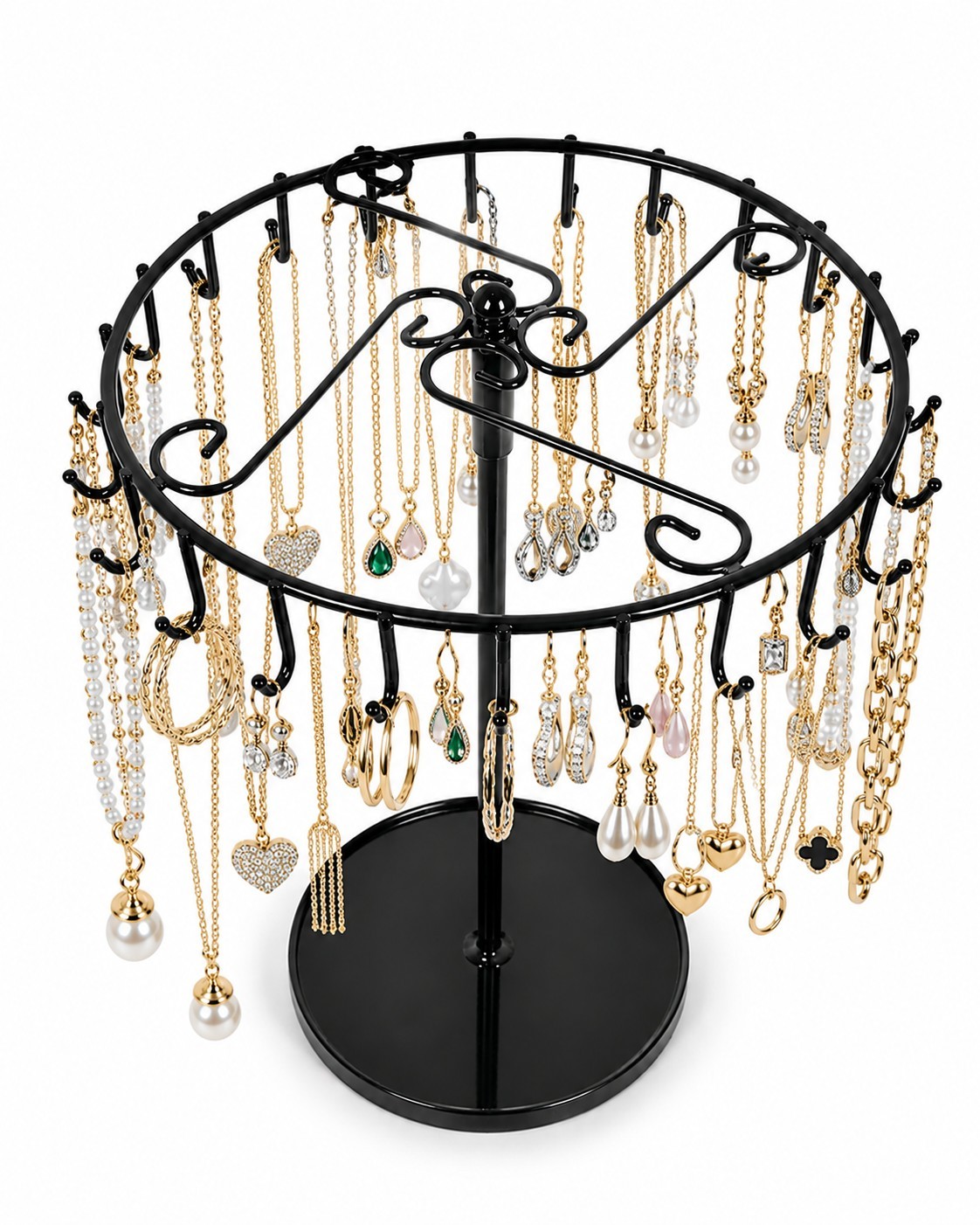 Metal Jewelry Holder Stand 23 Hooks Rotating Necklace Earring Organizer