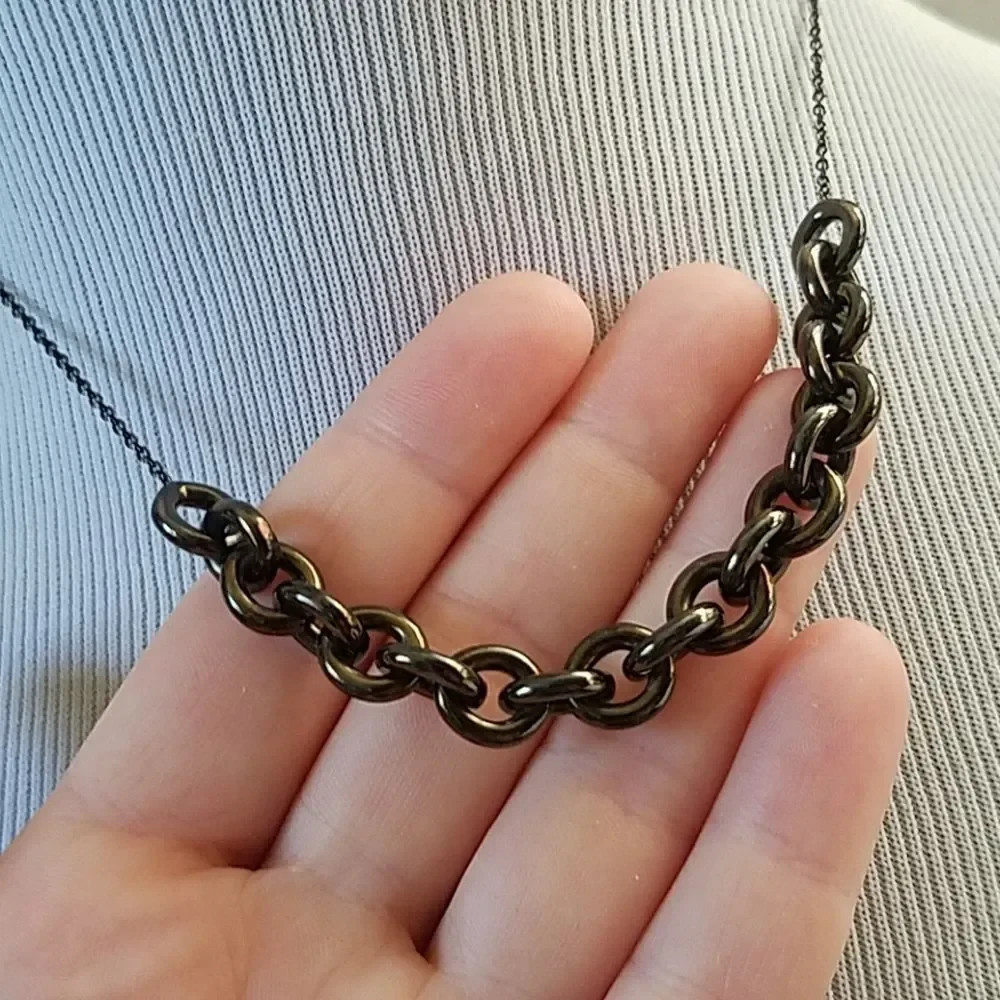 casual dark metal chain necklace – 17 inches