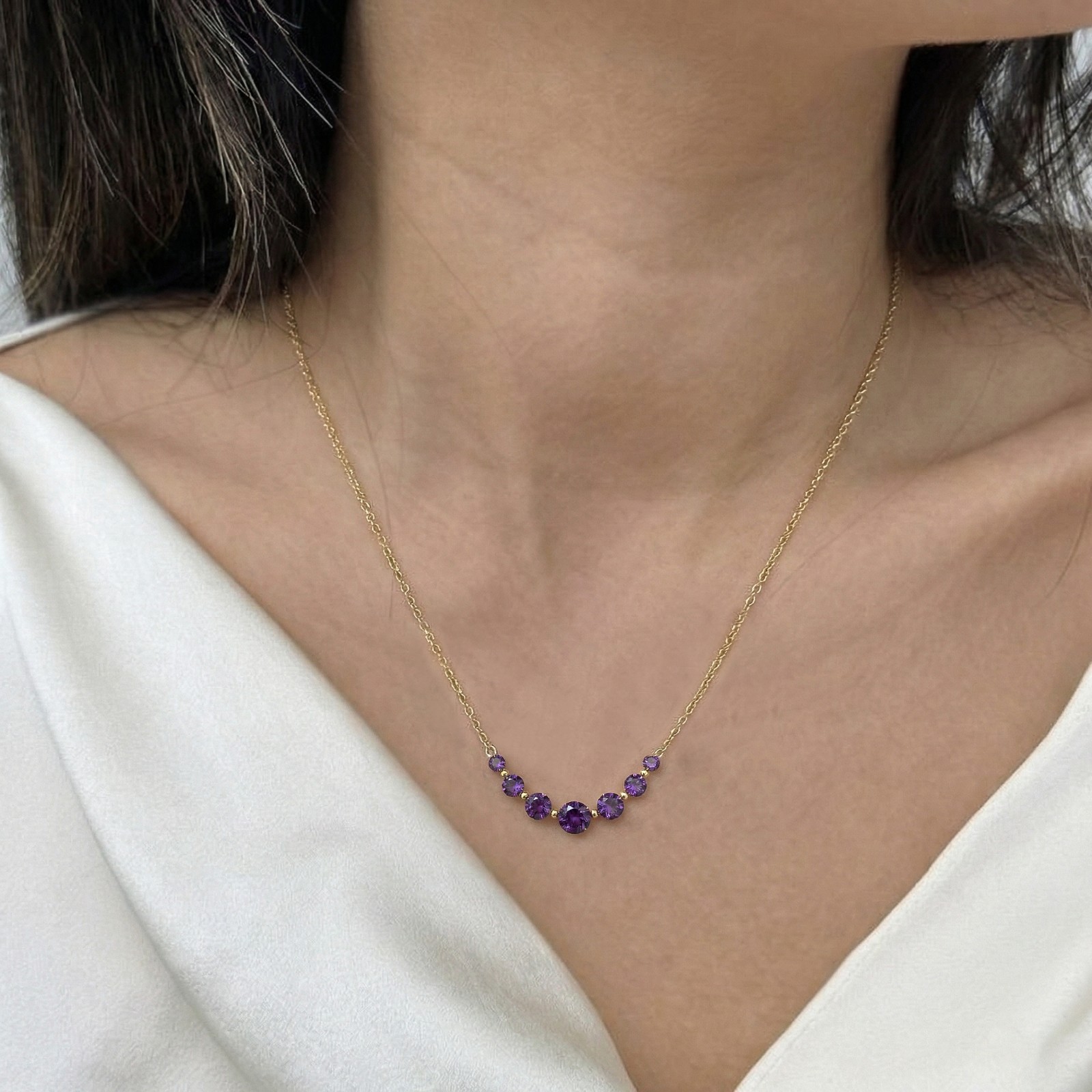 Natural Amethyst Necklace, Purple Gemstone Bar Necklace, Minimalist Jewelry Gift
