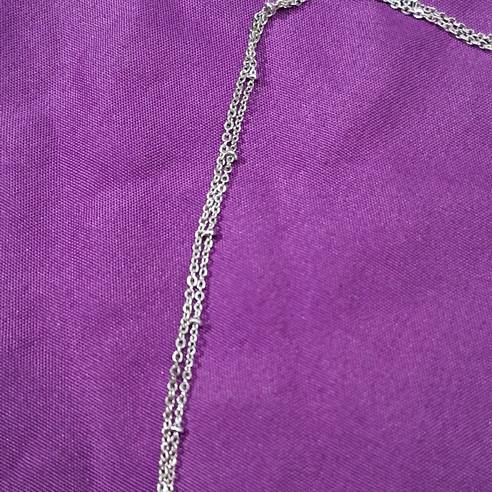 Vintage Polished Stainless Steel Bar & Marquis Glass Rhinestone Charm Necklace