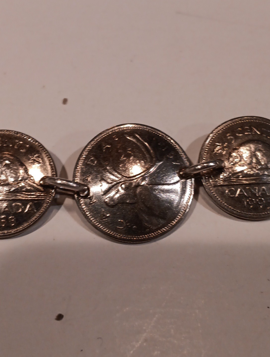 Canadian Silver Coin Bracelet 7 Coins 34grams