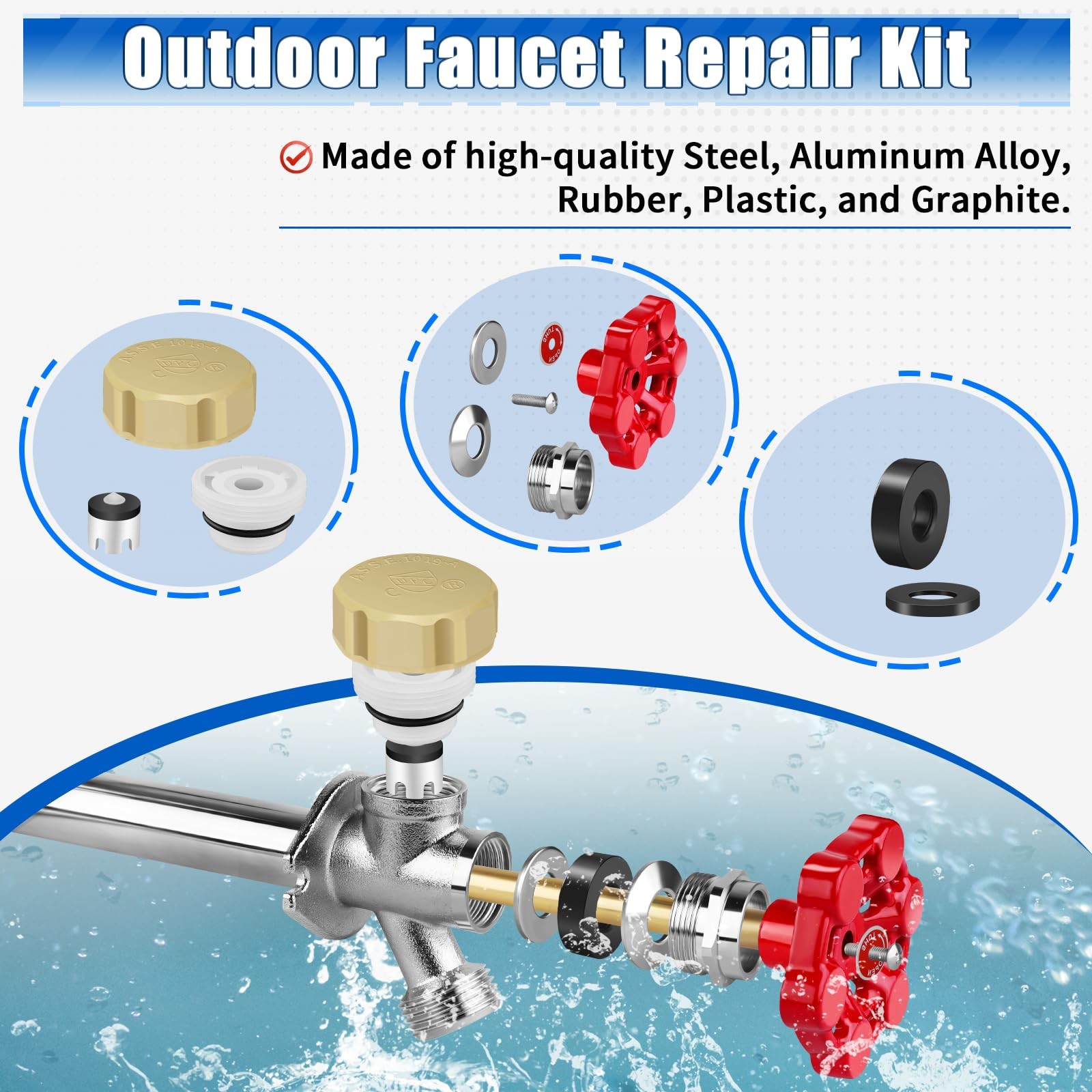 Outdoor Faucet Repair Kit, ASSE 1019-A Vacuum Breaker Outside Silver