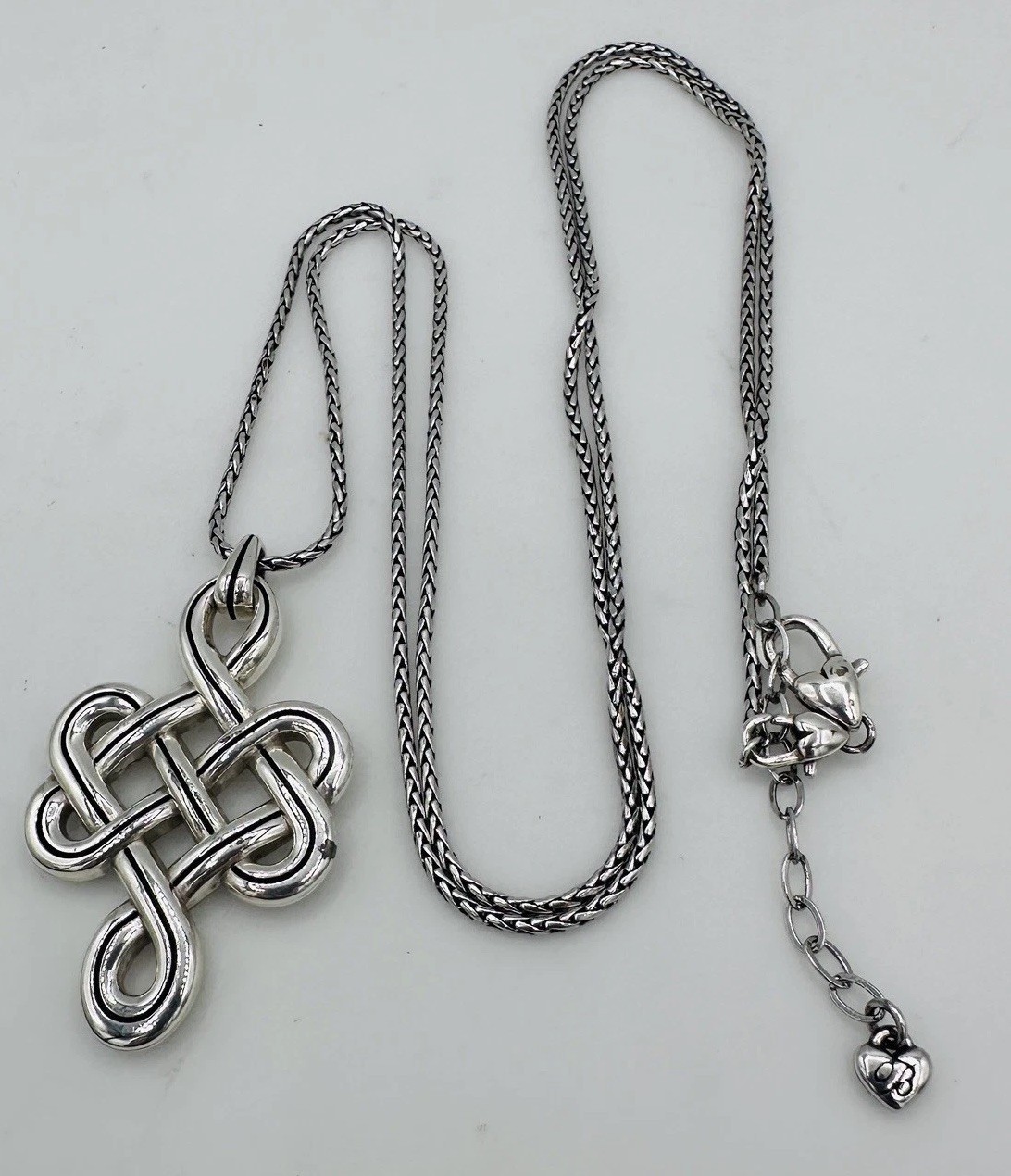 Brighton Celtic Endless Knot Pendant Necklace Adjustable Silver Interlock Chain