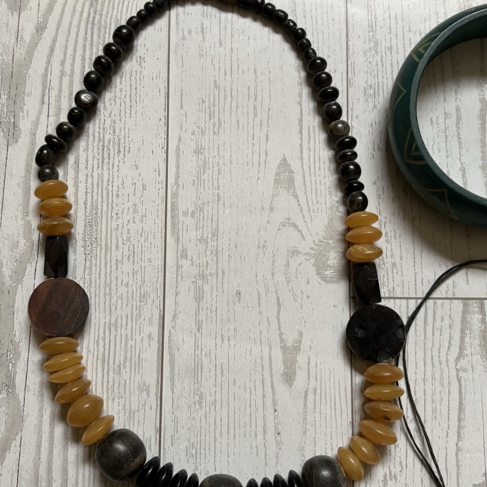 Vintage Tribal Nepal Tibetan Jewelry Lot Carved Trade Beads Nuts Stones Resin