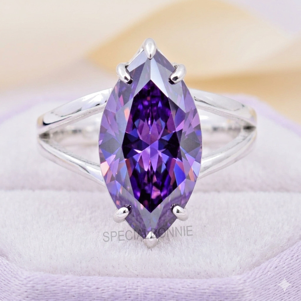 Elegant 3 Ct Certified Purple Diamond Solitaire Ring-Great Shine-Tariffs FREE