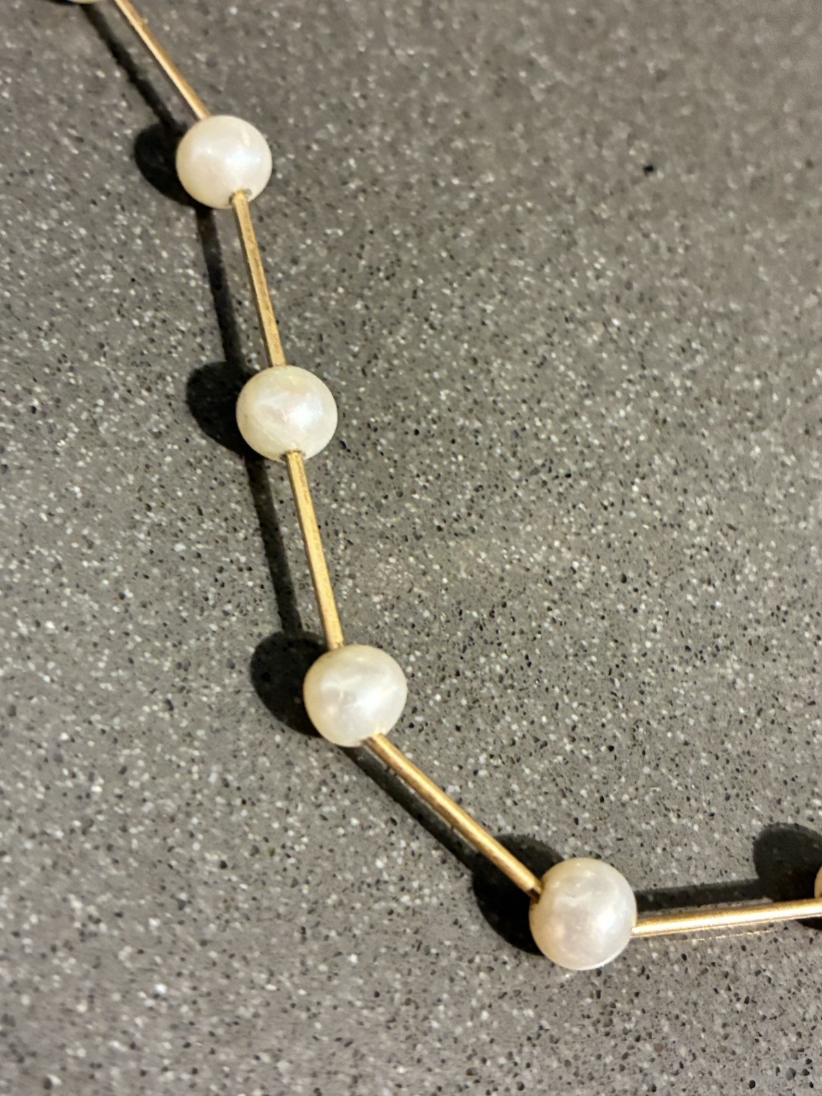 PETER BRAMS 14K YELLOW GOLD AKOYA CULTURED PEARL STATION NECKLACE 16.5” 6.80g