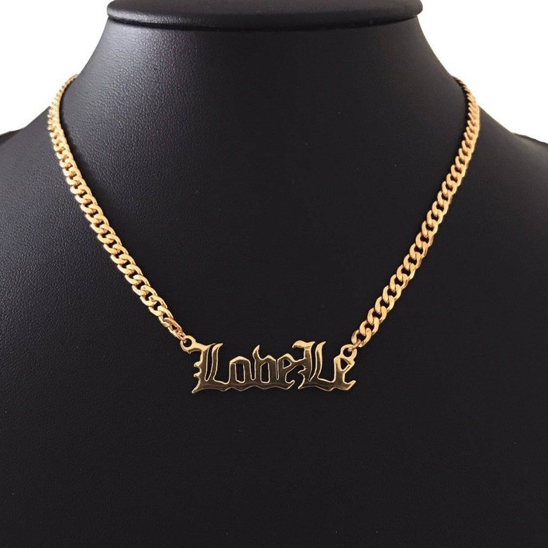 Personalized Titanium Steel Necklace Custom Letter Pendant Gold Silver Rose Gold