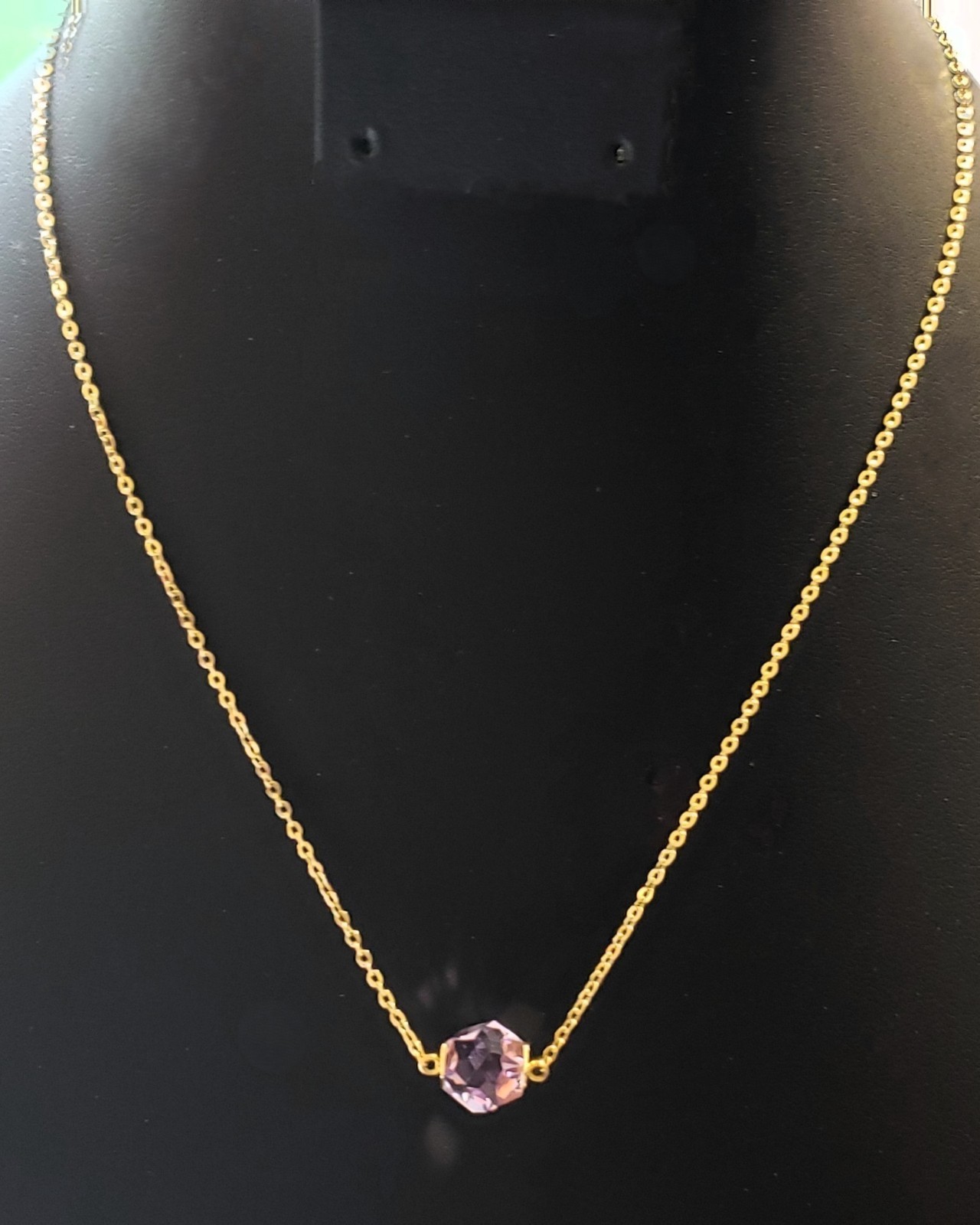 Swarovski “Nutshell Design Collection” Violet Hue Geometric Crystal Necklace