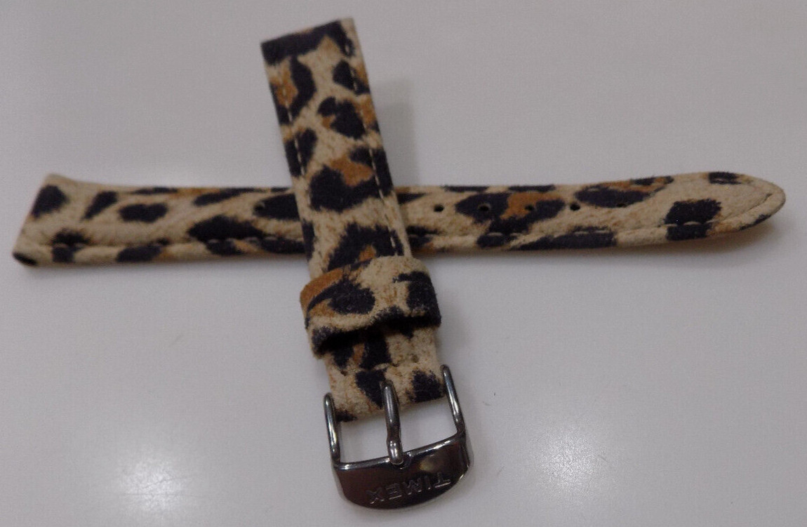 New Timex Faux LEOPARD Genuine Embossed Leather 16mm Regular Watch Band Strap