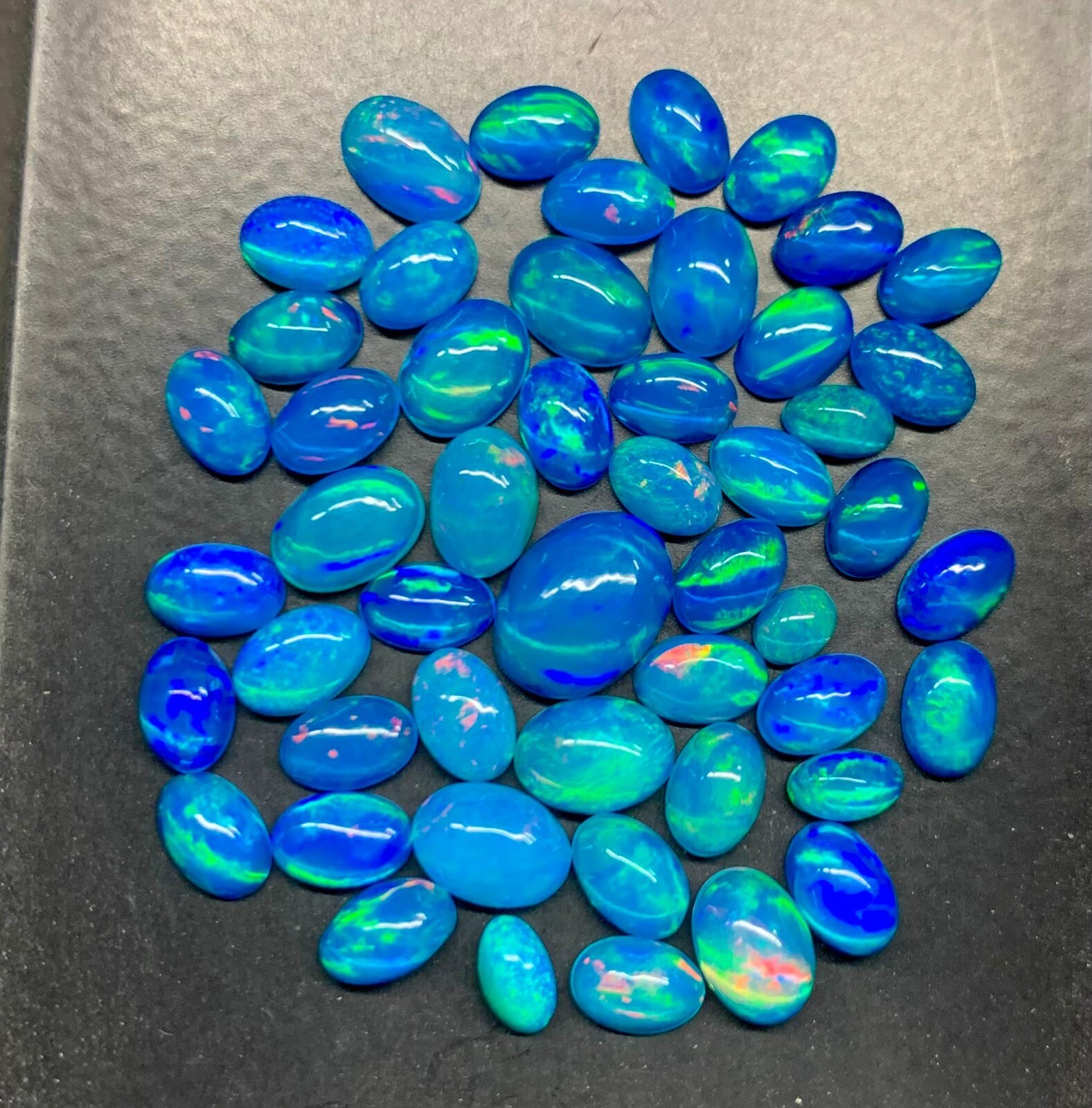 Sky Blue Opal Cabochon, Dyed Color Natural Ethiopian Multi Fire Opal Gemstone