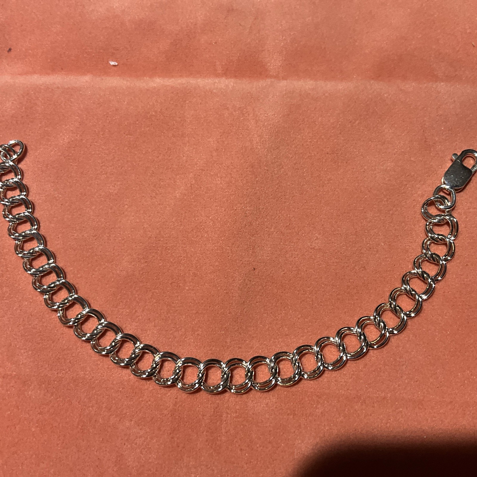 925 Sterling Silver Bracelet double Curb link Chain PROCHAIN 11.2 GR 8”