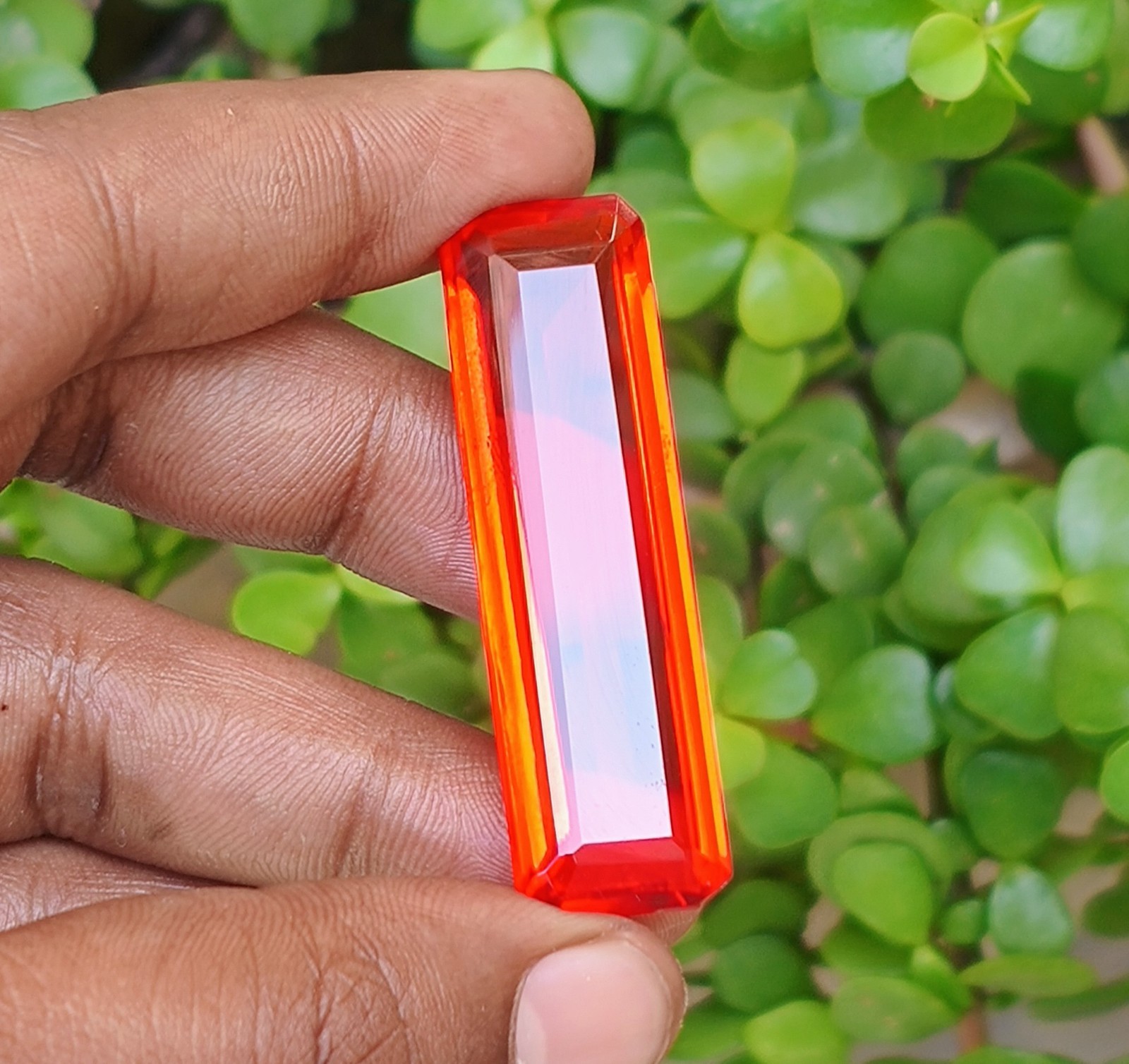 80 Ct Flawless Red Orange Topaz Baguette Cut Certified Loose Gemstone SEE VIDEO