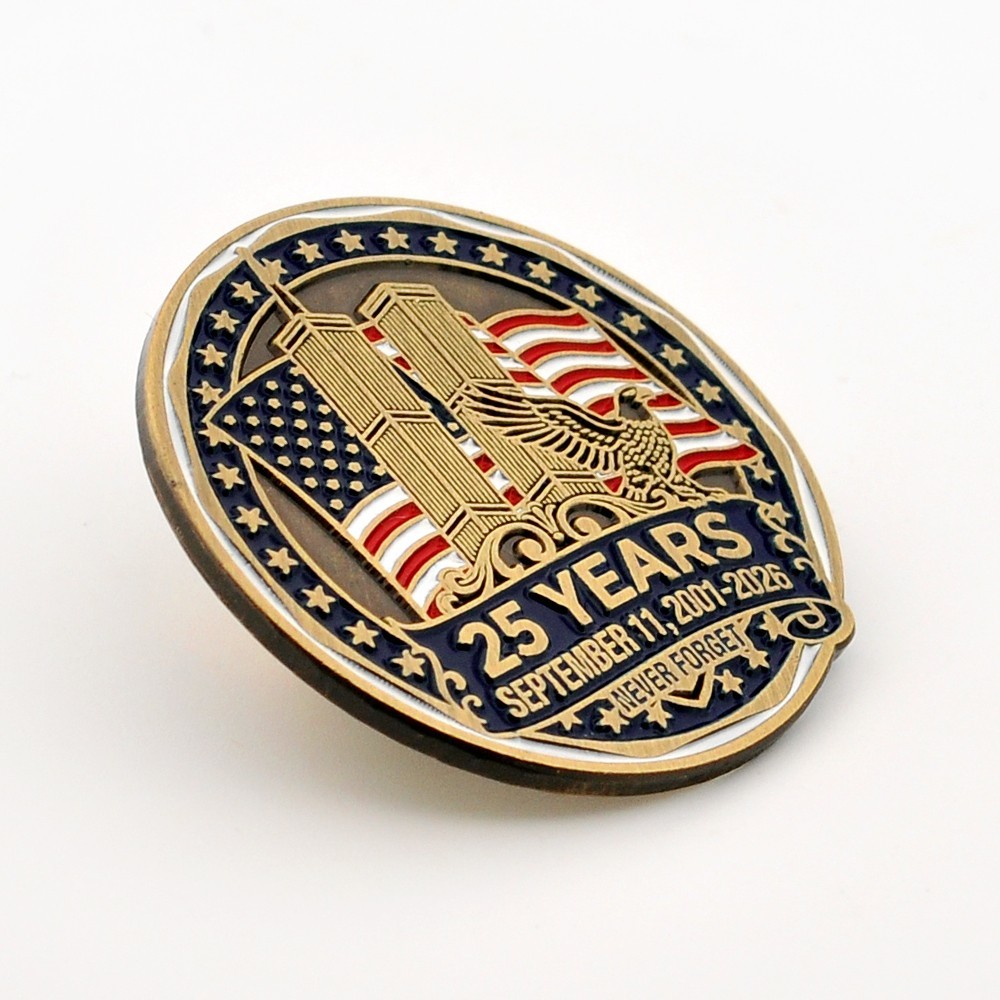 PinMart 25th Anniversary 9-11 Pin – Twin Towers Eagle Memorial Lapel Pin