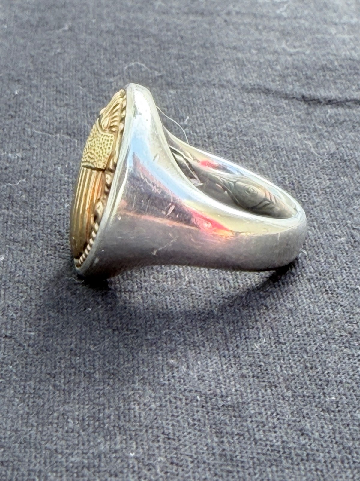 DAVID YURMAN PETRVS® SCARAB SIGNET RING sz 7 Sterling silver with 18-kt gold