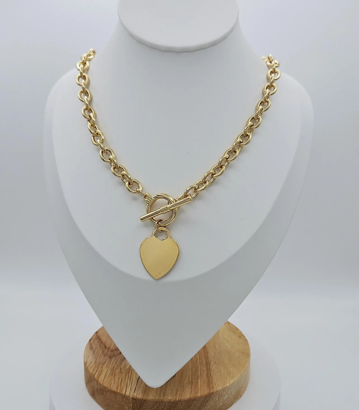 Gold Toggle Necklace For Women, 14k Heavy Plated Gold Toggle & Tag Necklace