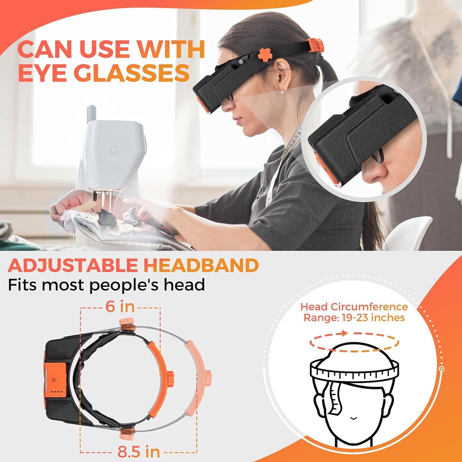Headband Magnifier with Light Jeweler Magnifying Glass Loupe Visor Optivisor NEW