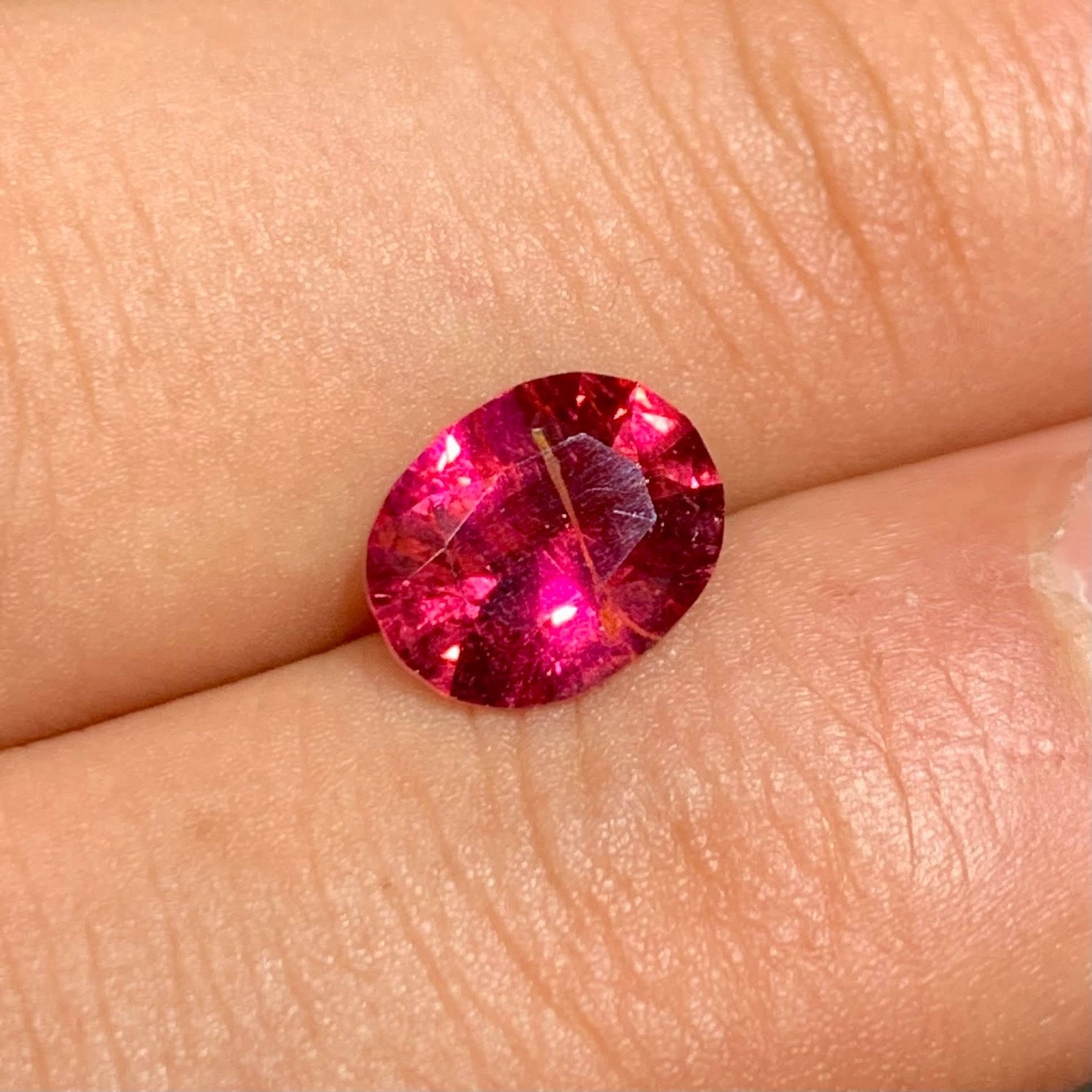 1.57 Carats Hot Red Rubelite Tourmaline Stone Oval Cut From Afghanistan
