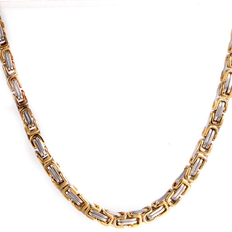 4/5/8mm Stainless Steel Byzantine Link Chain Necklace Men Gold Silver Black