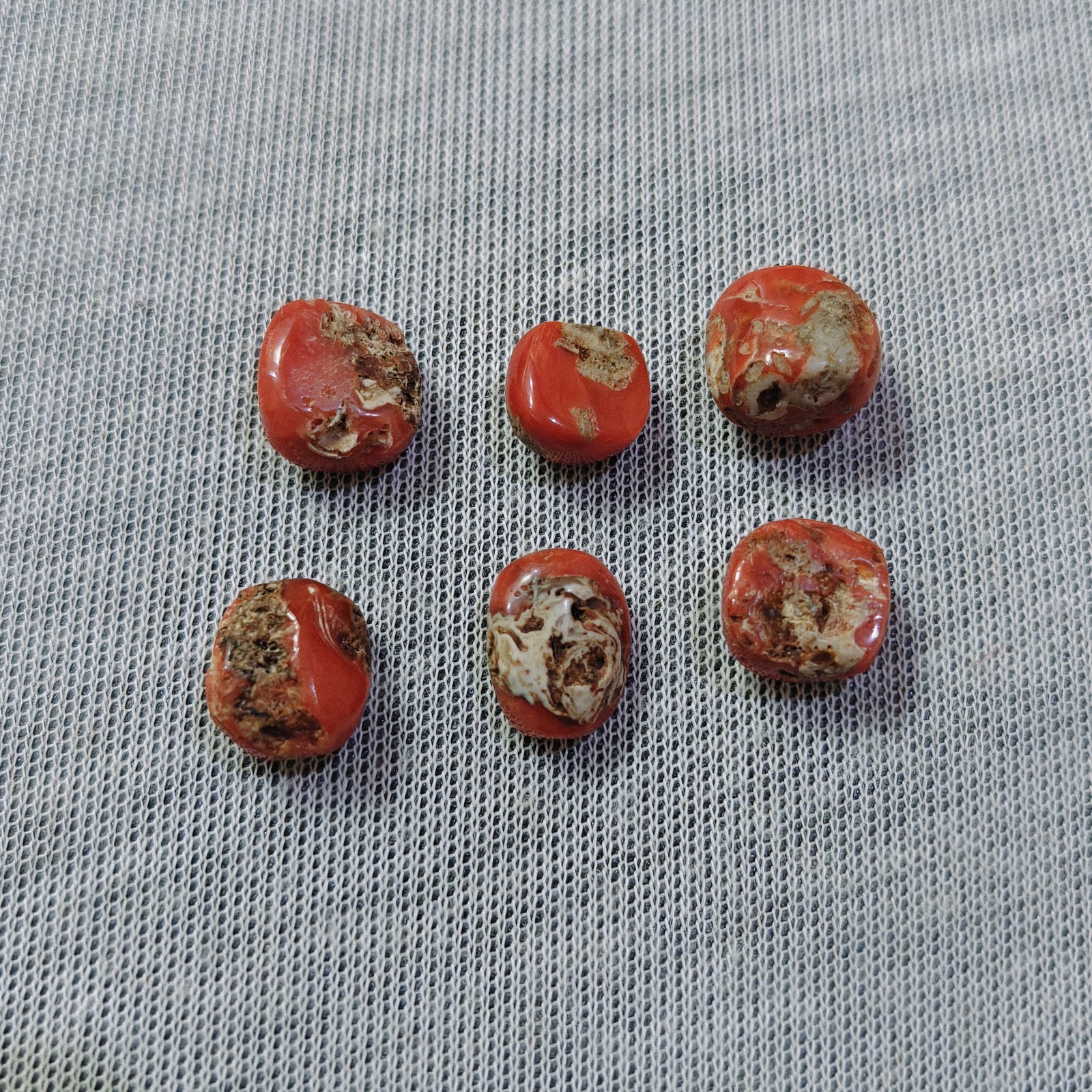 Vintage Natural Italian Red Coral Cabochon Lot Genuine Mediterranean Coral Gemst