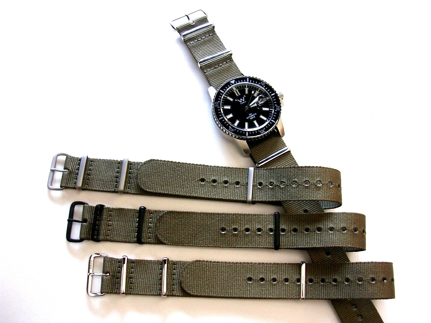 NATO G10 ® Khaki Green HD nylon Military Dive watchband RAF strap bond IW SUISSE