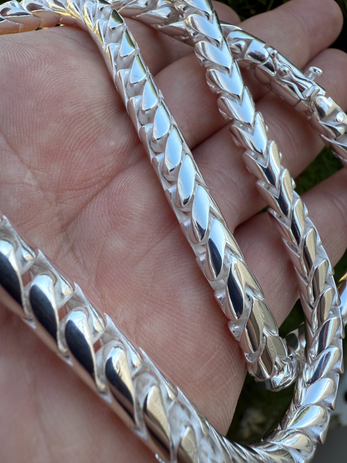 Real Solid 925 Silver Round Franco Chain 5-7mm Necklace Handmade W. Box Clasp