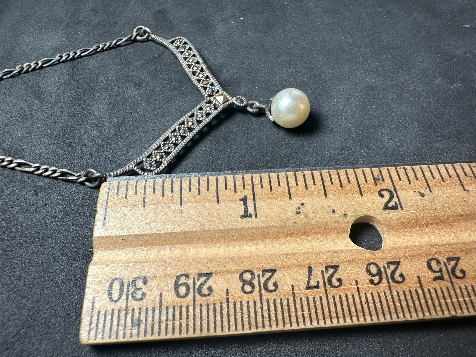 6.80g Vintage Sterling Silver 925 Necklace Filigree Drop Pendant M 18.2 in