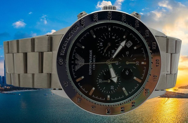 Refurbished Luxury Emporio Armani Black Dial Silver-Tone Quartz Men’s Watch
