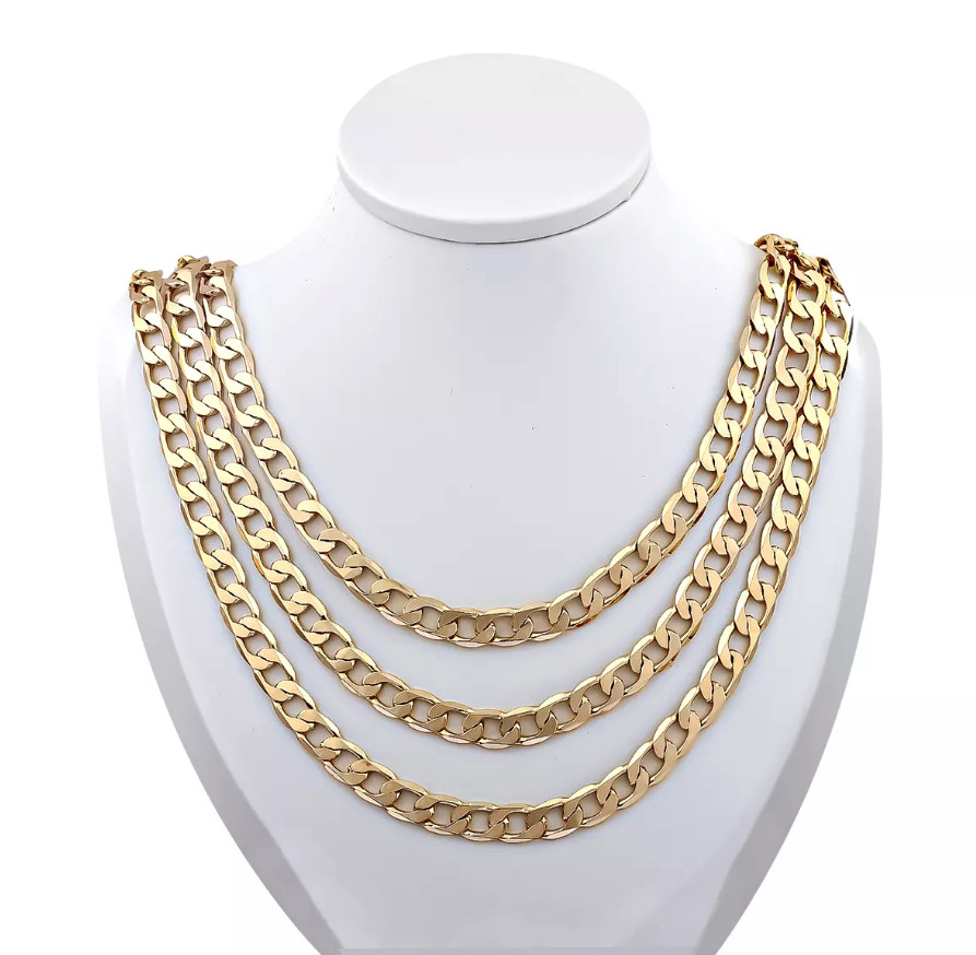 Stainless Steel Gold Silver Chain Cuban Curb Womens Mens Necklace 3/5/7/9/11mm