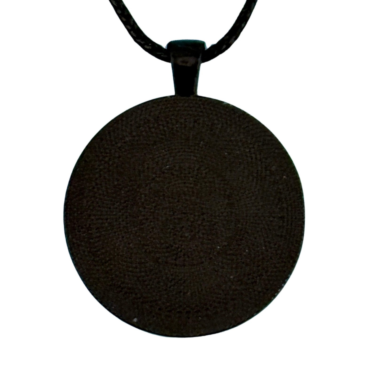 Pendant Necklace Handmade “Volcano Mountain” Black Bezel 30mm Black Cord