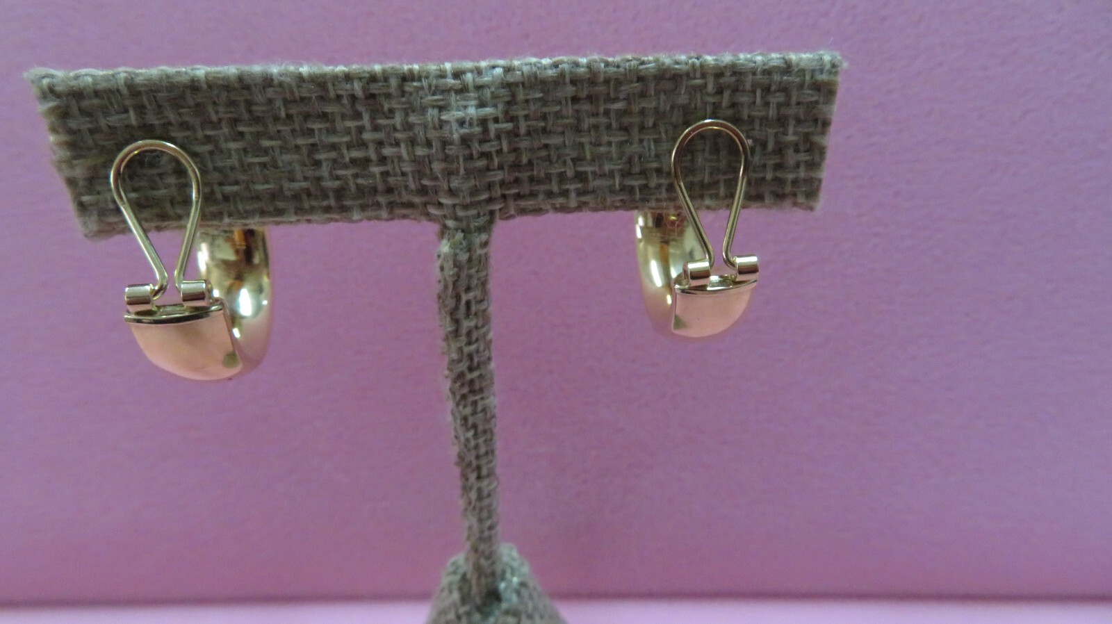 14k Pure Y. Gold None Pieced Omega Back Hoop Earrings 3.67 Grams (#60)