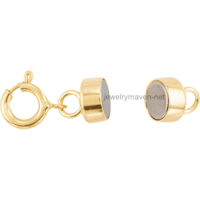 (3) 4.5mm Yellow 14k Gold FILLED MAGNETIC CLASP Extender w/ 6mm Spring ring USA