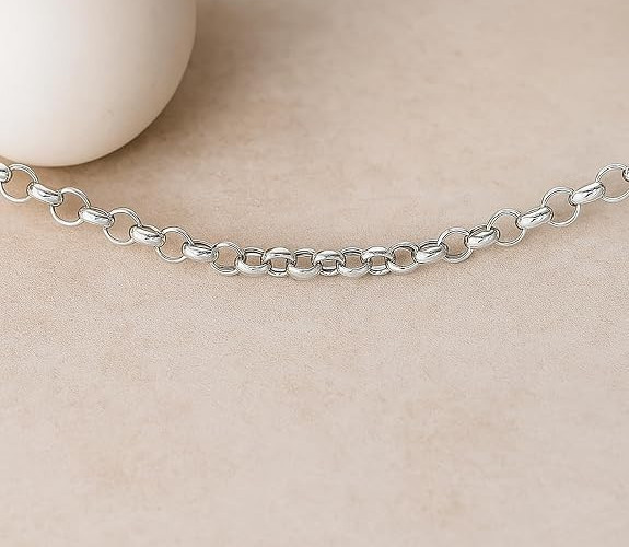 9 ct White Gold 1.2 mm Round Belcher Chain Necklace 51cm / 20″ Hallmarked