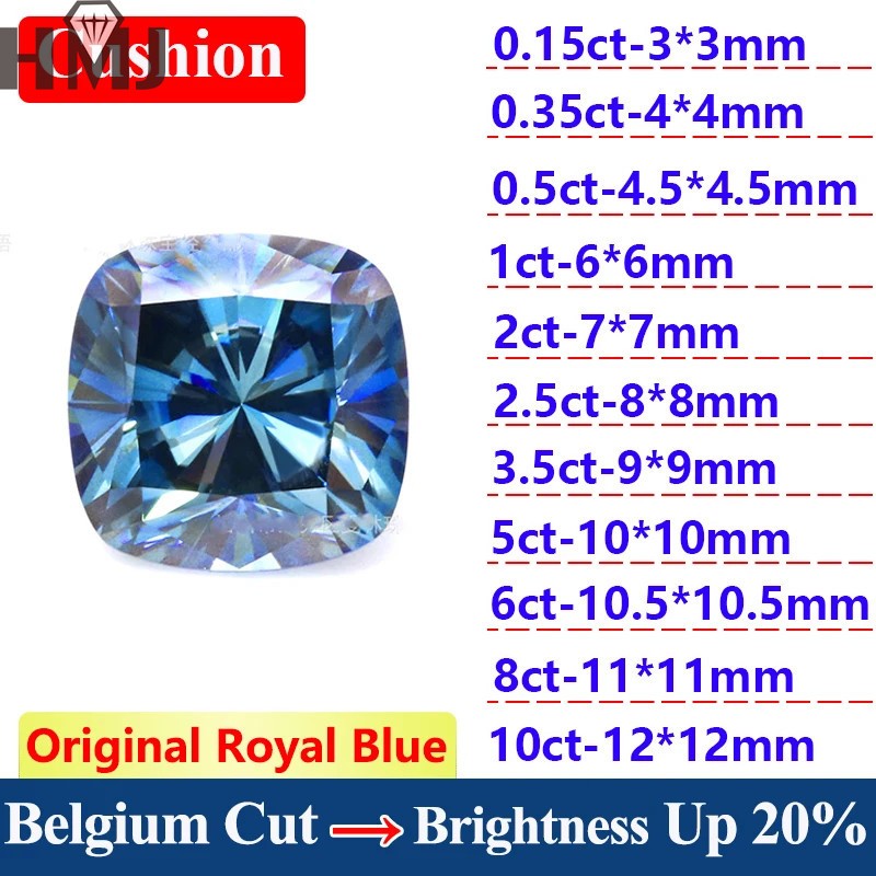 GRA VVS1 Round/Oval/Pear Royal Blue 0.1ct-5ct Multiple Shapes Loose Moissanite