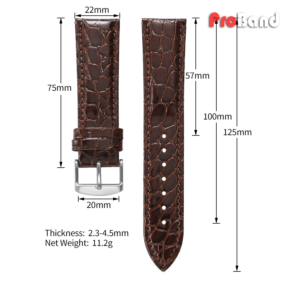 12mm 14mm 16mm 18mm 19mm 20mm 22mm Leather Watch Band Soft Strap Bracelets
