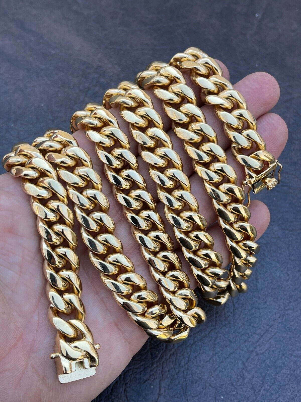 Mens Real Miami Cuban Link Chain 18k Gold Plated Stainless Steel 30″ WHOLESALE