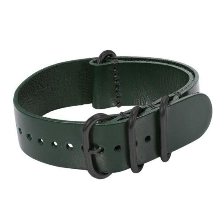 14 16 18 20 22mm 24mm Genuine Leather Black Ring Buckle Vintage Watch Band Strap