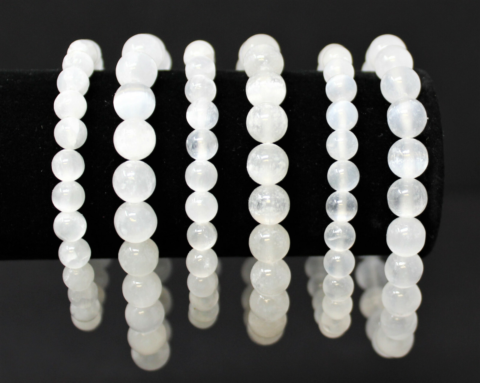 Selenite Bracelet: Choose 6 mm or 8 mm Stones (Selenite Stretch Bead Bracelet)