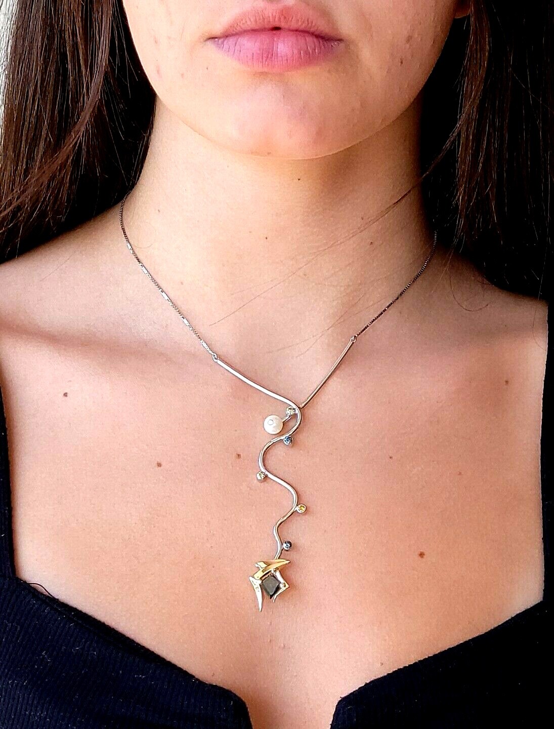 Gold Diamond Necklace Pearl 14k Drop